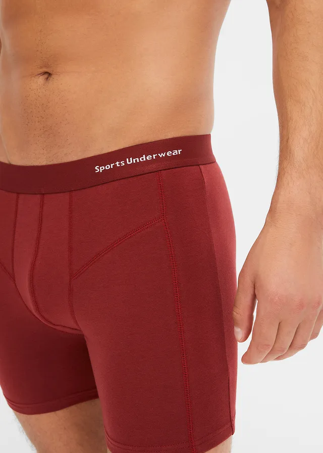 Lot de 3 boxers mi-long coton • rouge châtaigne+noir+bleu nuit • product-page.page-title-suffix