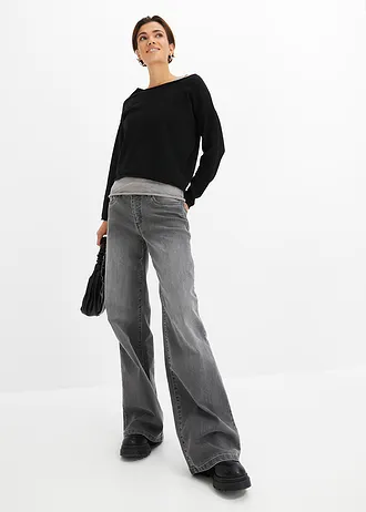 Svetr a top z čisté bavlny (2dílná souprava) • černá + šedá • bonprix obchod