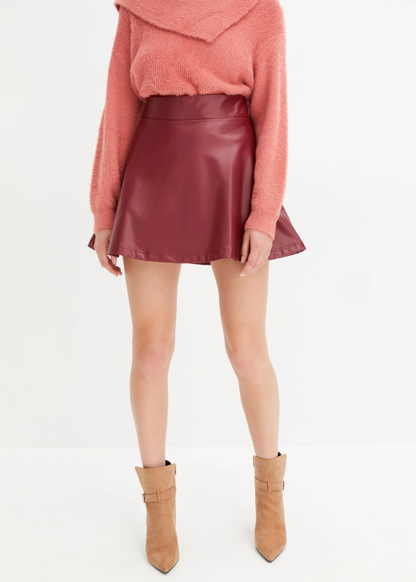 Imitatieleren rok • robijnrood • bonprix online shop