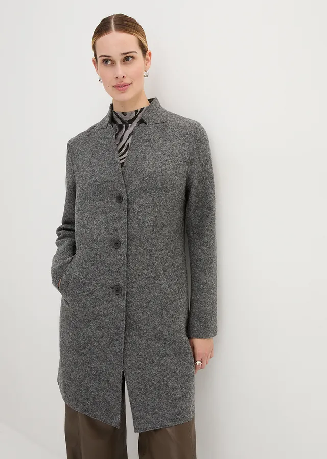 Manteau court en laine, Couleur: gris chiné