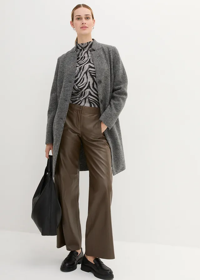 Manteau court en laine, Couleur: gris chiné
