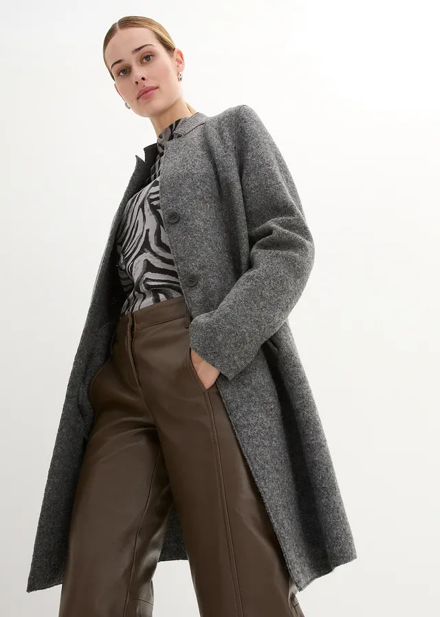 Manteau court en laine • gris chiné • product-page.page-title-suffix