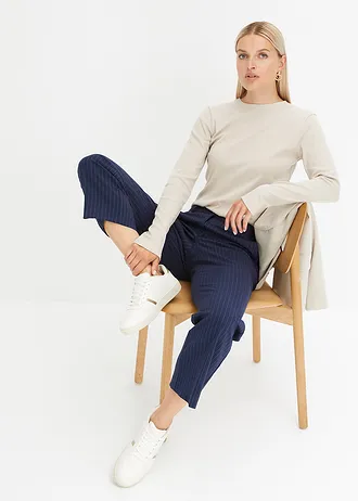 Bluză ripsată cu mâneci lungi, din bumbac 100% • maro-chit • magazin bonprix