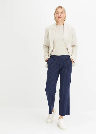 Geribde longsleeve van puur katoen, Kleur: kitt