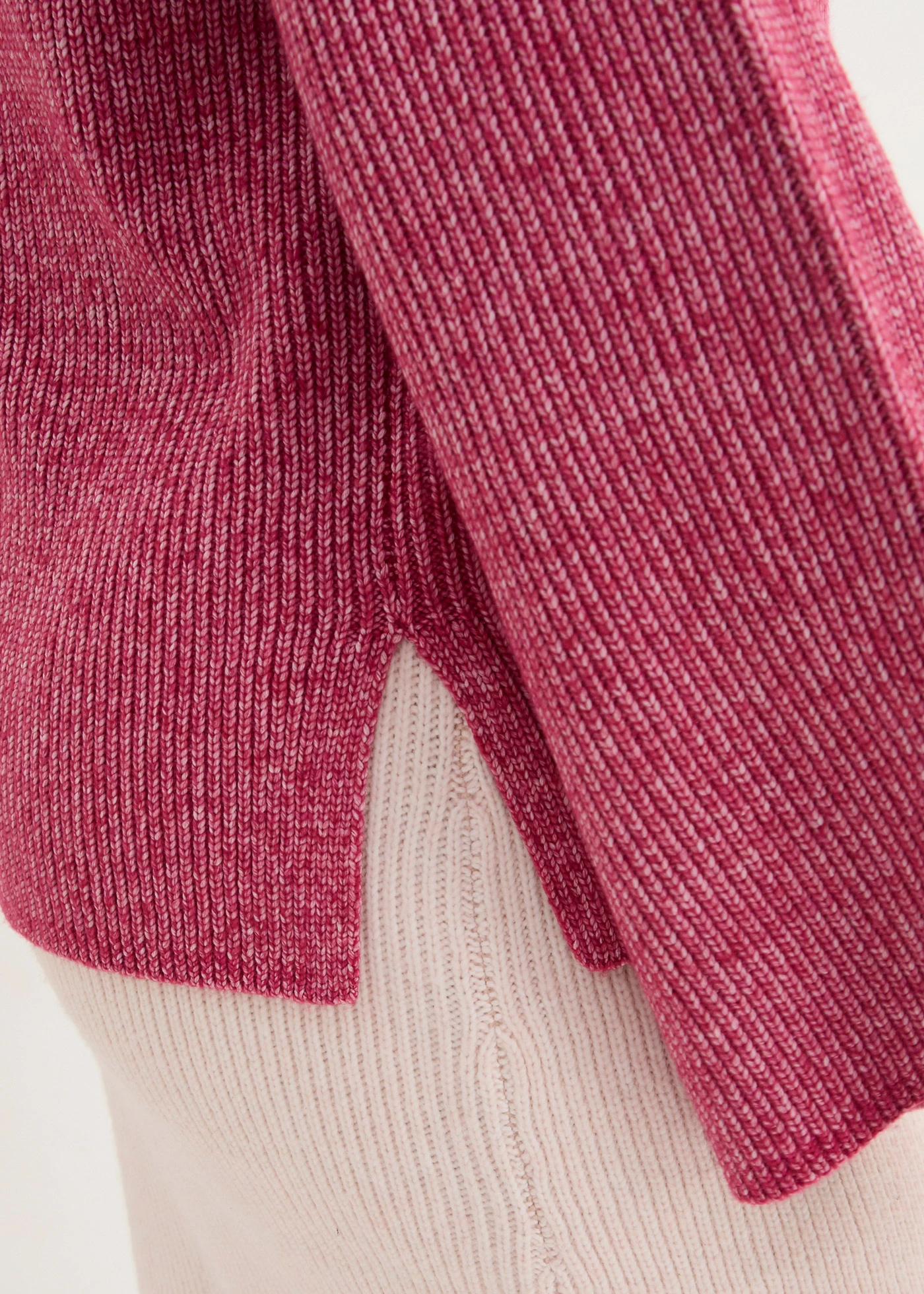 Sweter boxy w prążek • czerwony jeżynowy - biel wełny melanż • sklep bonprix