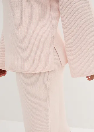 Boxy pulóver bordás kötésmintával • halvány rózsaszín-gyapjúfehér melírozott • bonprix áruház