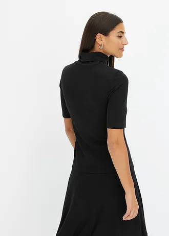 Shirt met col, Kleur: zwart