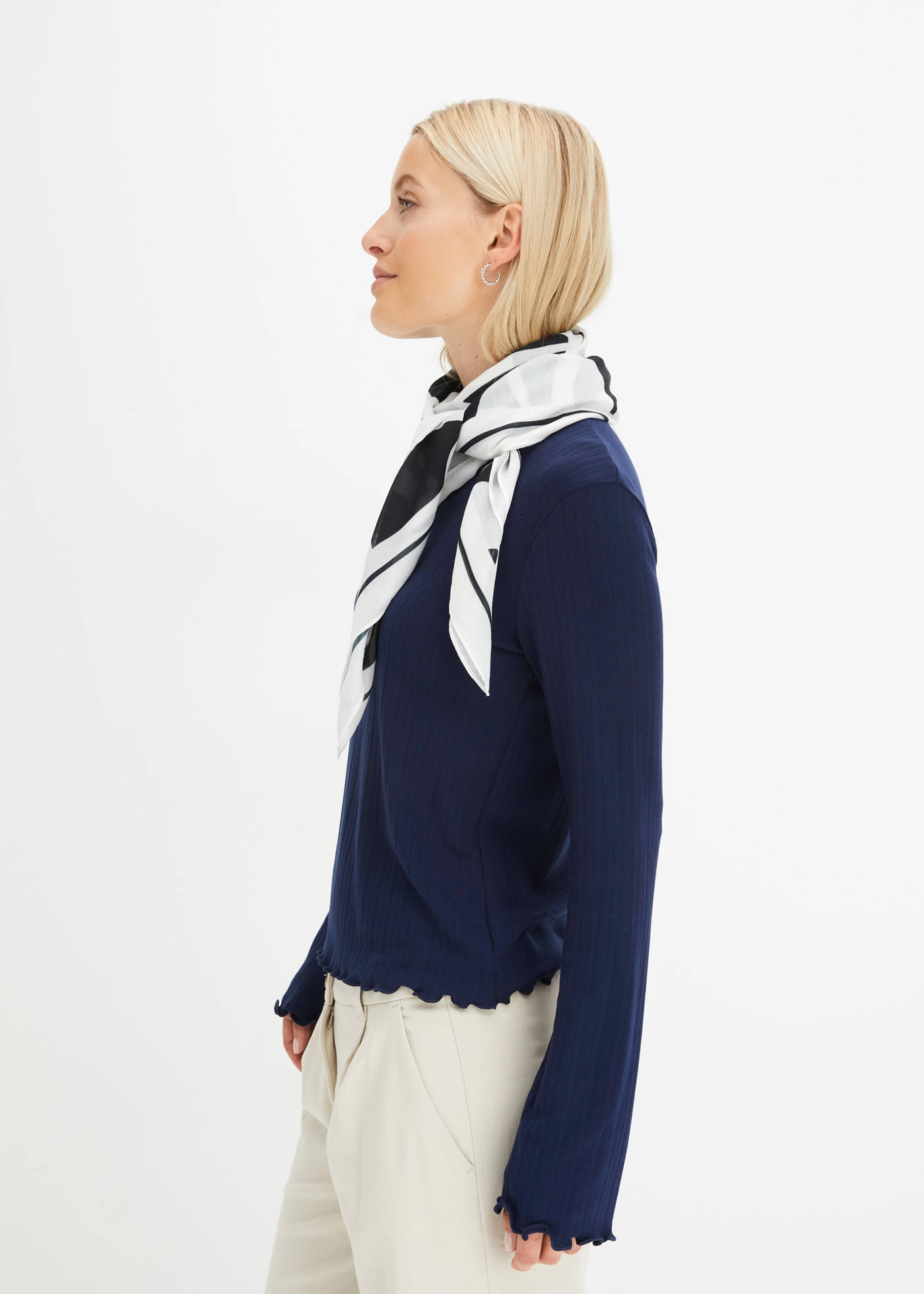 Žebrované triko, dlouhý rukáv • tmavě modrá • bonprix obchod