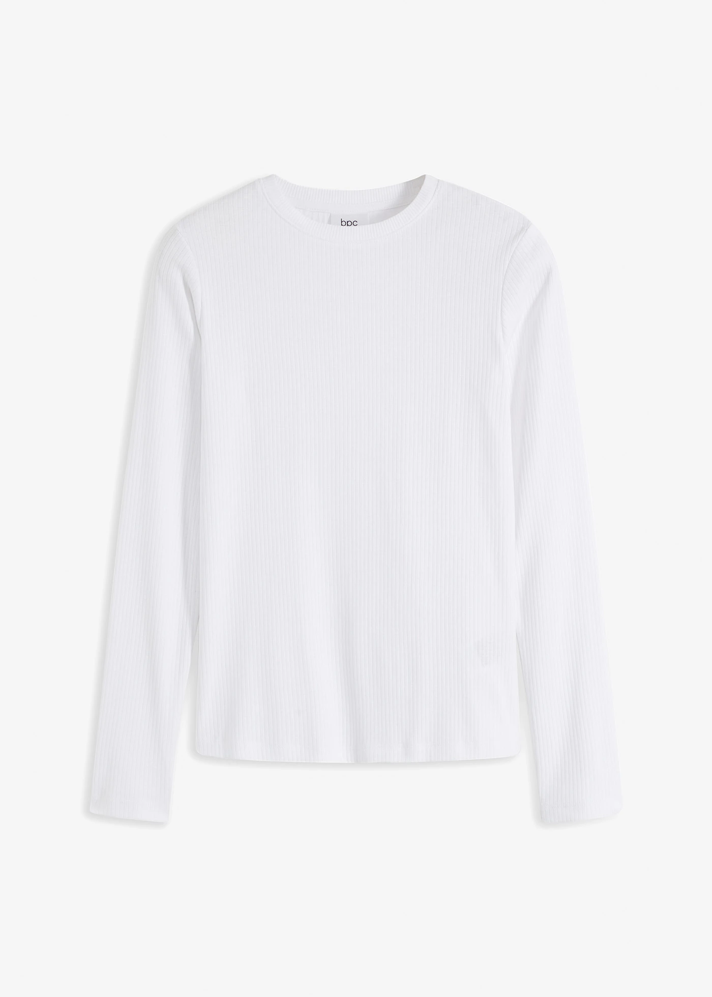 Žebrované triko z čisté bavlny, dlouhý rukáv • bílá • bonprix obchod