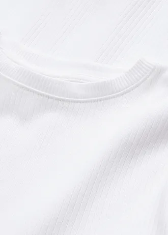 Žebrované triko z čisté bavlny, dlouhý rukáv • bílá • bonprix obchod