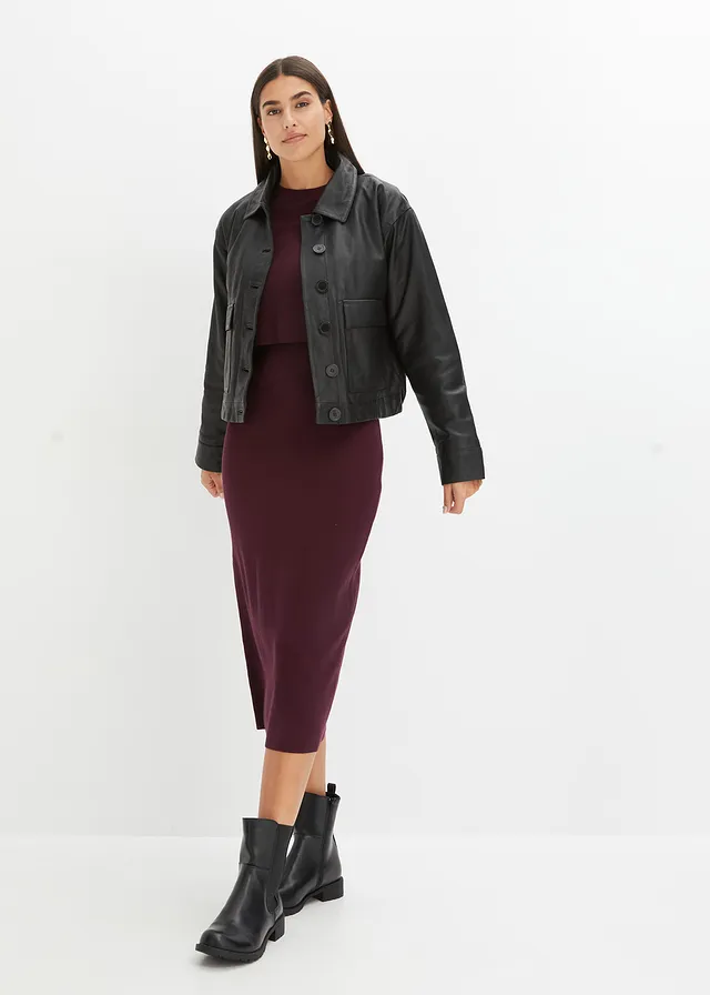 Gebreide jurk en shirt (2-dlg. set) • wijnrood • product-page.page-title-suffix