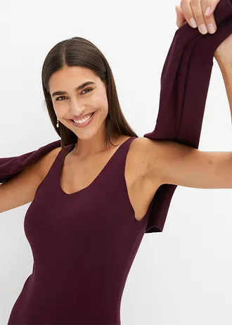 Set rochie tricotată ( set/ 2 piese) • roșu-vineriu • magazin bonprix