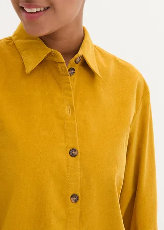 Cămașă raiată cu crăpături laterale • ocru-auriu • magazin bonprix