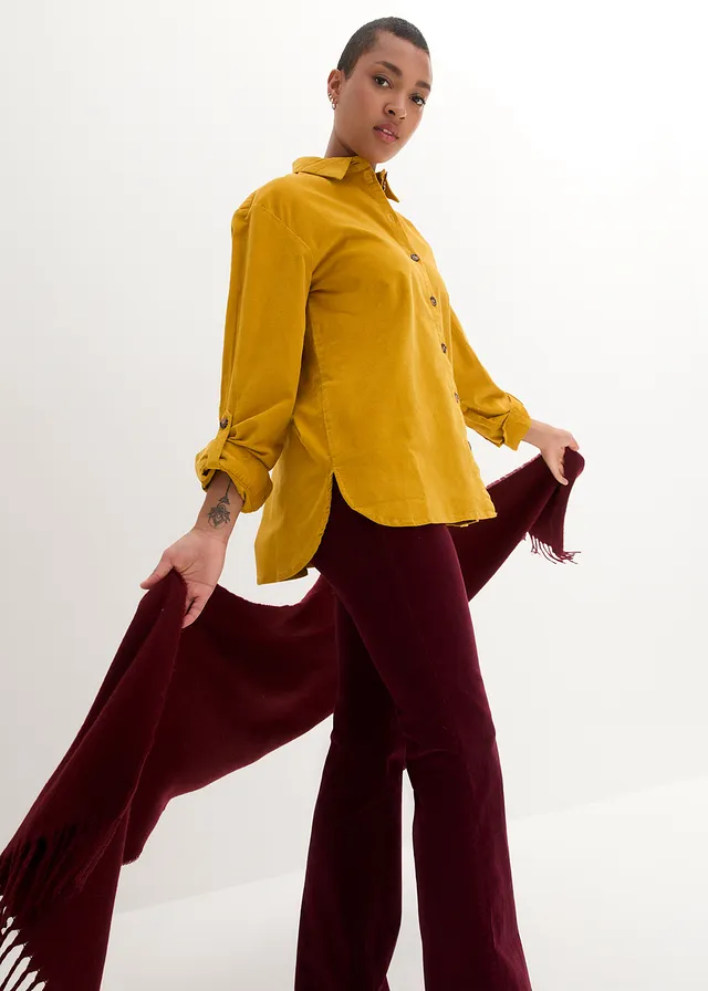 Chemise en velours côtelé avec fentes sur le côté • ocre doré • product-page.page-title-suffix
