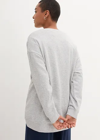 Oversized sweater met splitten van zachte badstof • lichtgrijs gemêleerd • bonprix online shop
