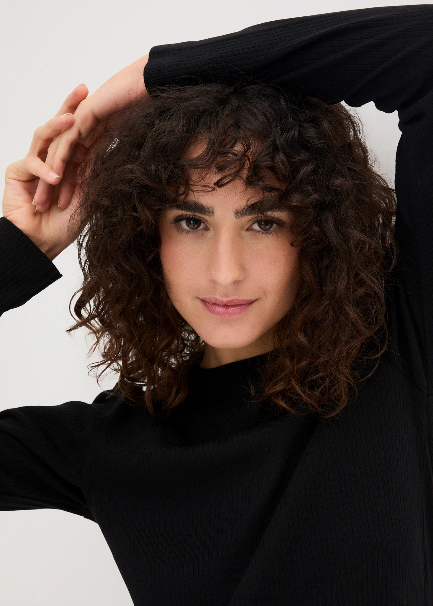 Tričko s dlhým rukávom, vrúbkované z čistej bavlny • čierna • obchod bonprix