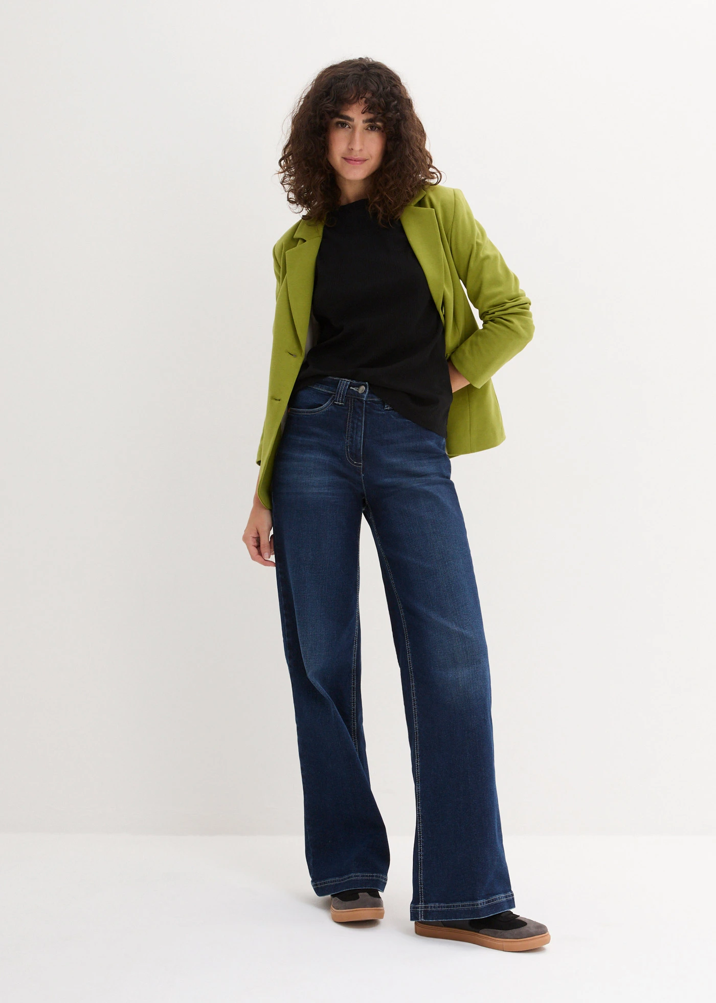 Bluză ripsată cu mâneci lungi, din bumbac 100% • negru • magazin bonprix