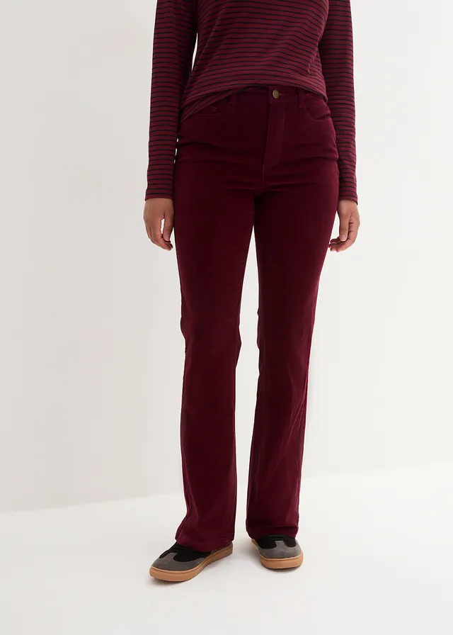 Pantalon en velours côtelé extensible avec taille haute confortable • prune foncé • product-page.page-title-suffix