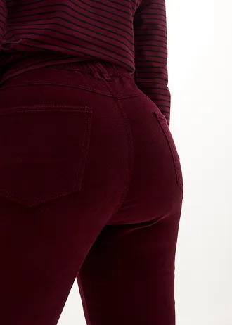 Strečové manšestrové kalhoty s pohodlným pasem, High Waist • tmavě bobulová • bonprix obchod