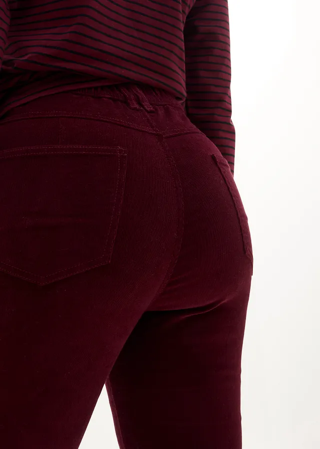 Pantalon en velours côtelé extensible avec taille haute confortable • prune foncé • product-page.page-title-suffix