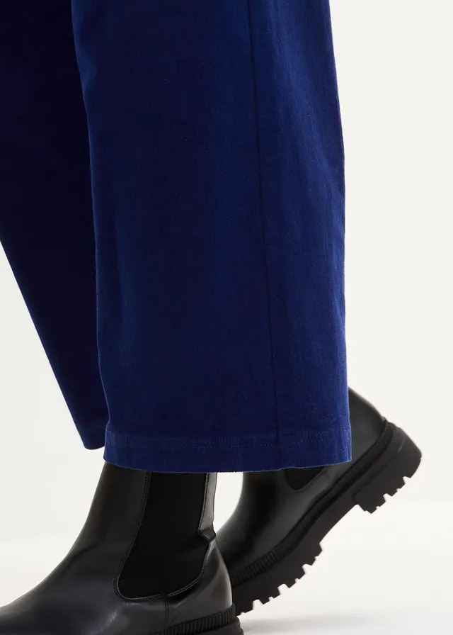 Jupe-culotte en velours côtelé stretch avec taille haute confortable, longueur 7/8 • bleu nuit • product-page.page-title-suffix