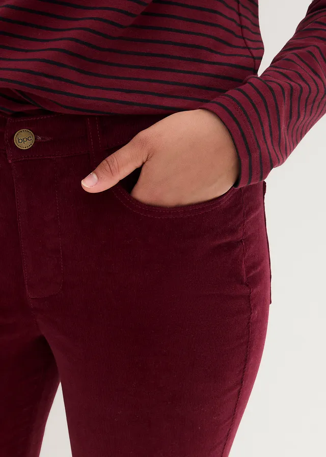 Pantalon en velours côtelé extensible avec taille haute confortable • prune foncé • product-page.page-title-suffix