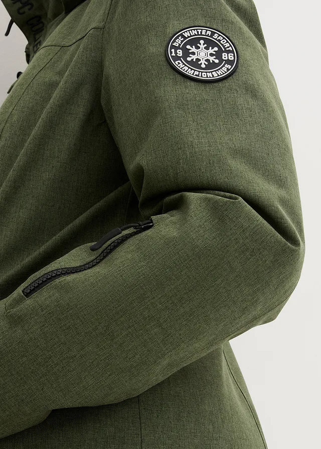 Veste longue outdoor imperméable, doublée sherpa • kaki foncé chiné • product-page.page-title-suffix