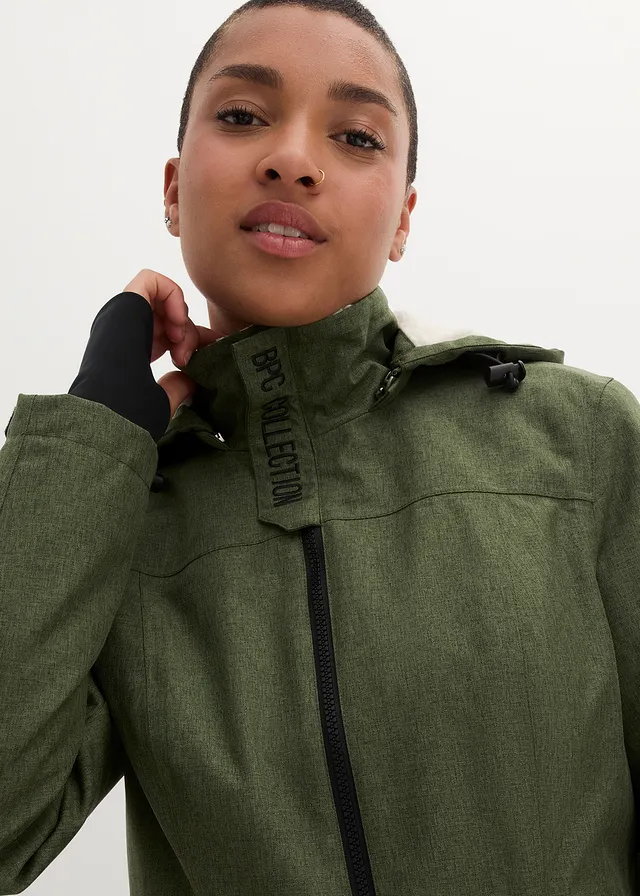 Veste longue outdoor imperméable, doublée sherpa • kaki foncé chiné • product-page.page-title-suffix