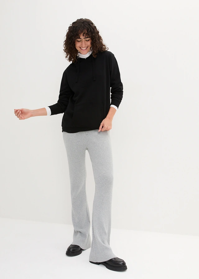 Basic hoodie van zacht frotté, Kleur: zwart