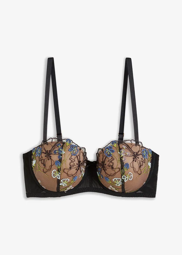 Sutien bardot cu arcuri și broderie fină