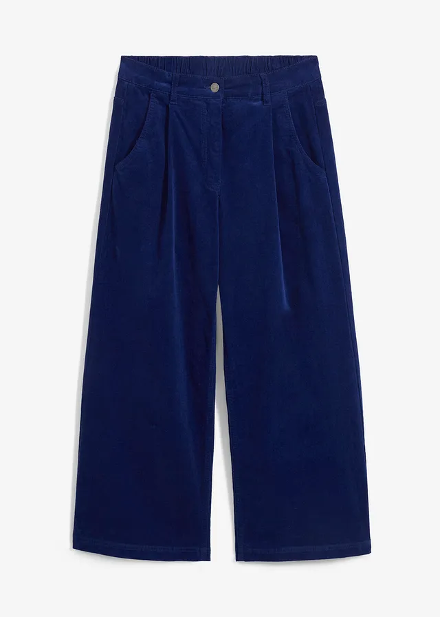 Jupe-culotte en velours côtelé stretch avec taille haute confortable, longueur 7/8