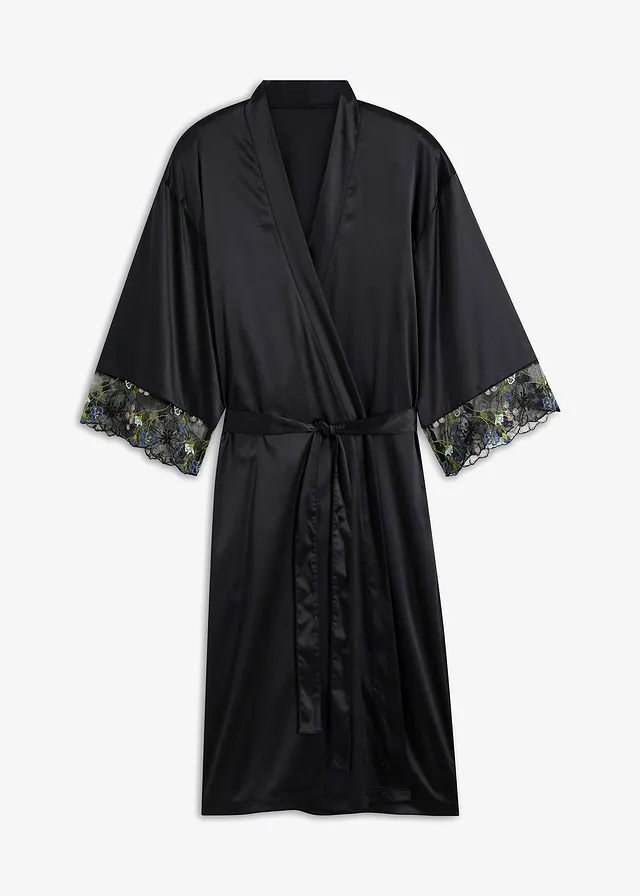 Chimonou din satin cu broderie