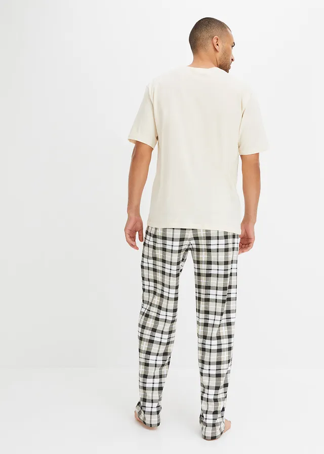 Pyjama manches courtes en coton • beige clair carreaux • product-page.page-title-suffix