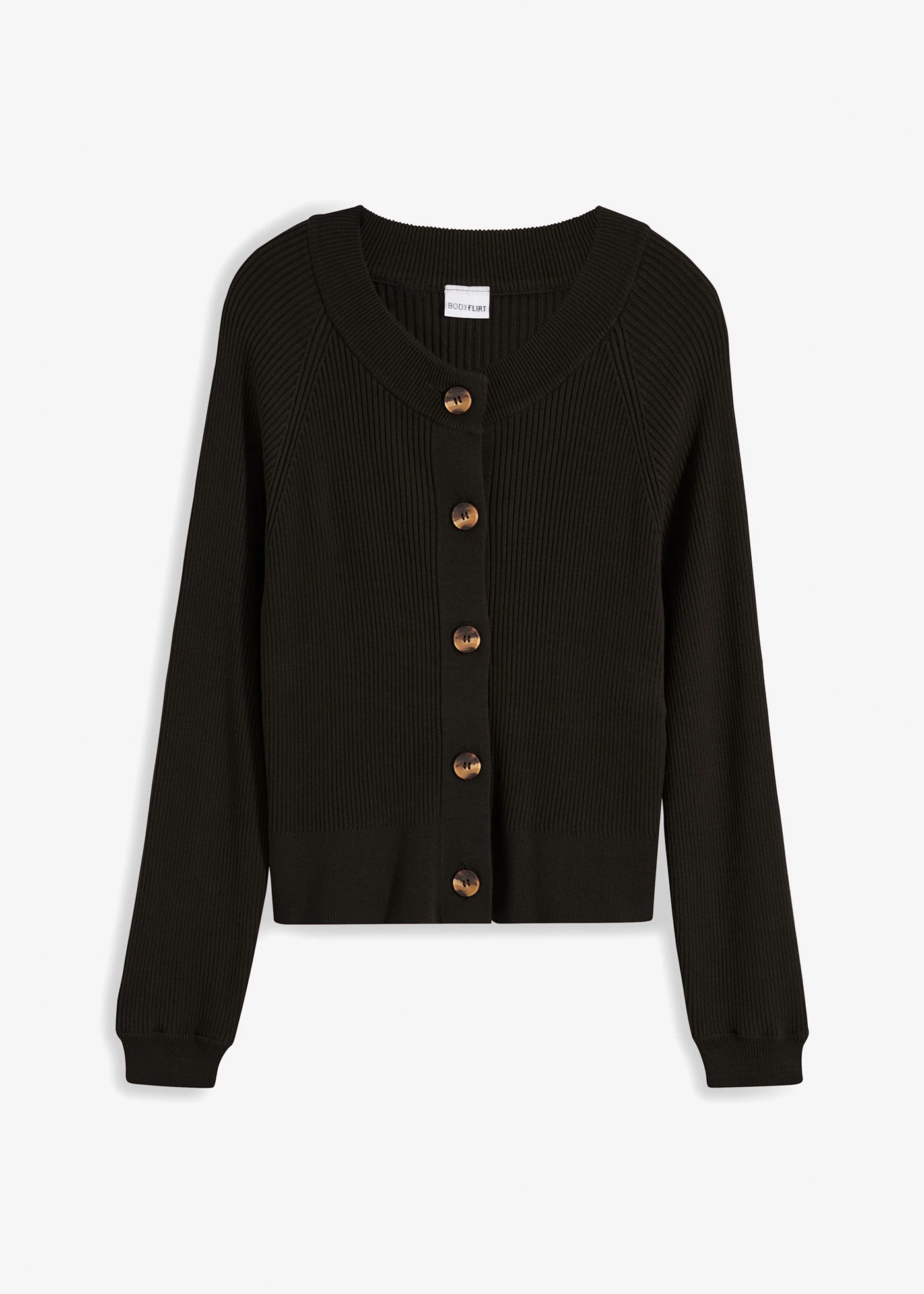 Gilet en maille côtelée, viscose majoritaire • noir • Boutique bonprix