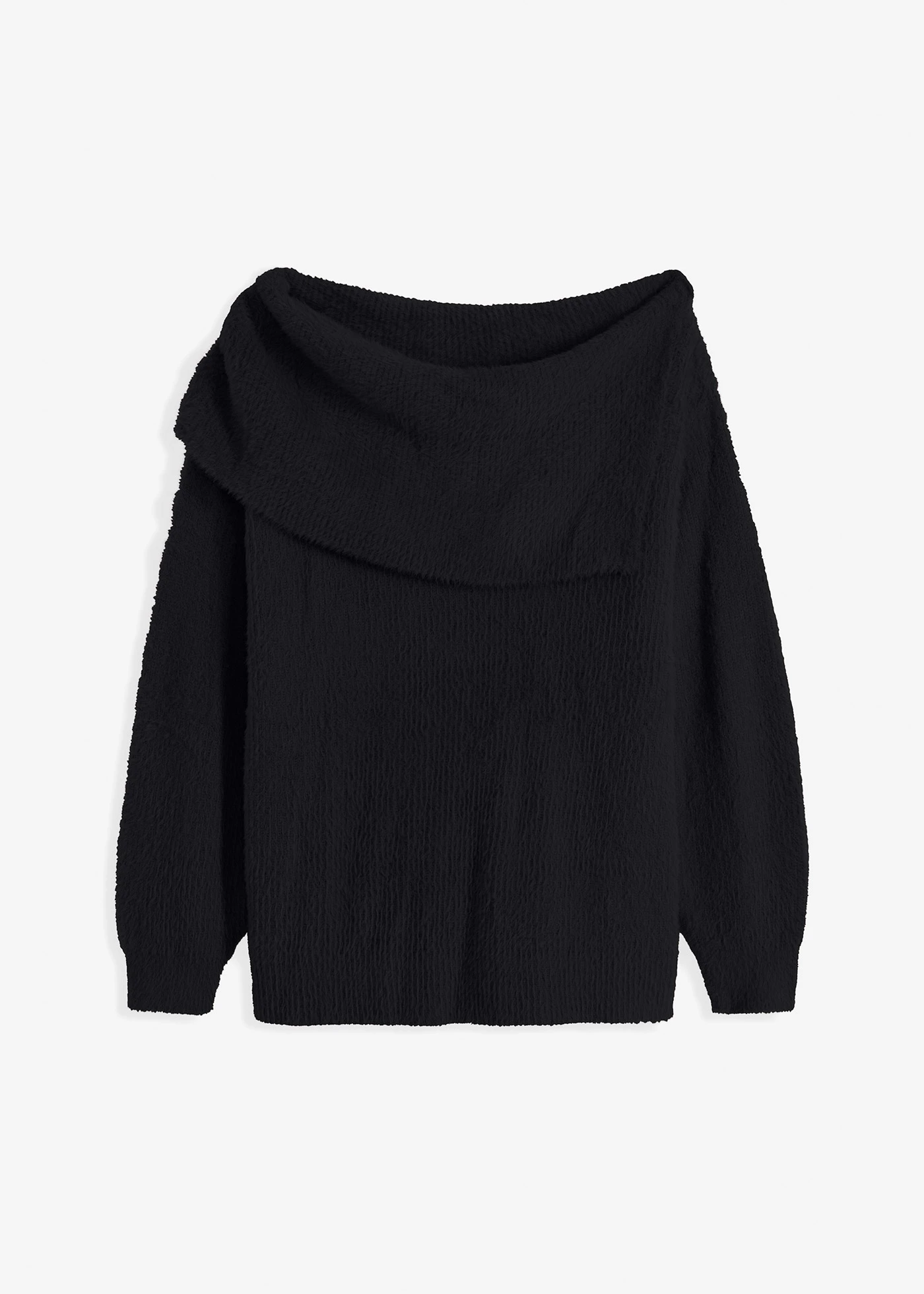 Pull à encolure Bardot asymétrique • noir • Boutique bonprix