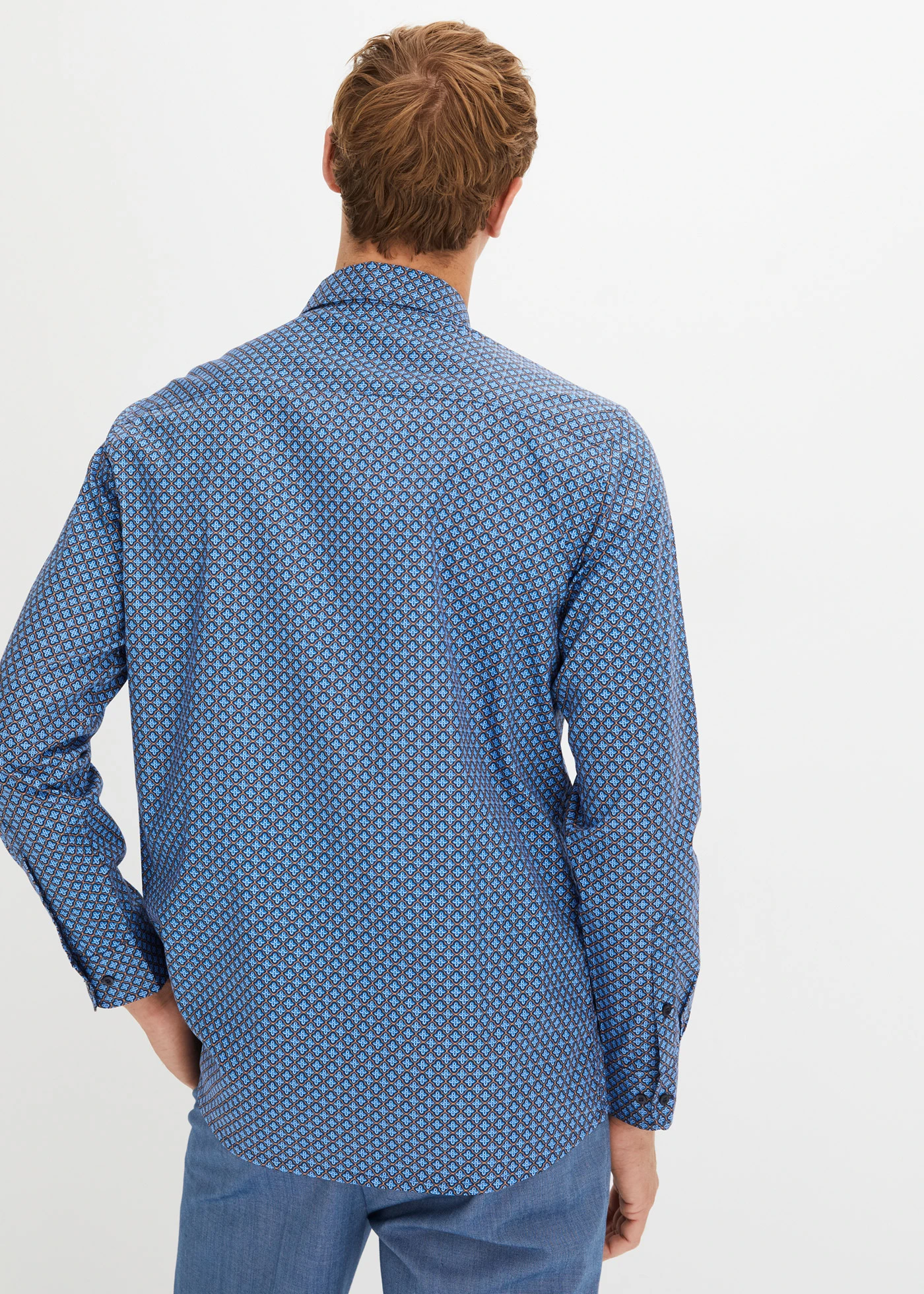 Košile se vzorem, dlouhý rukáv • modrá • bonprix obchod