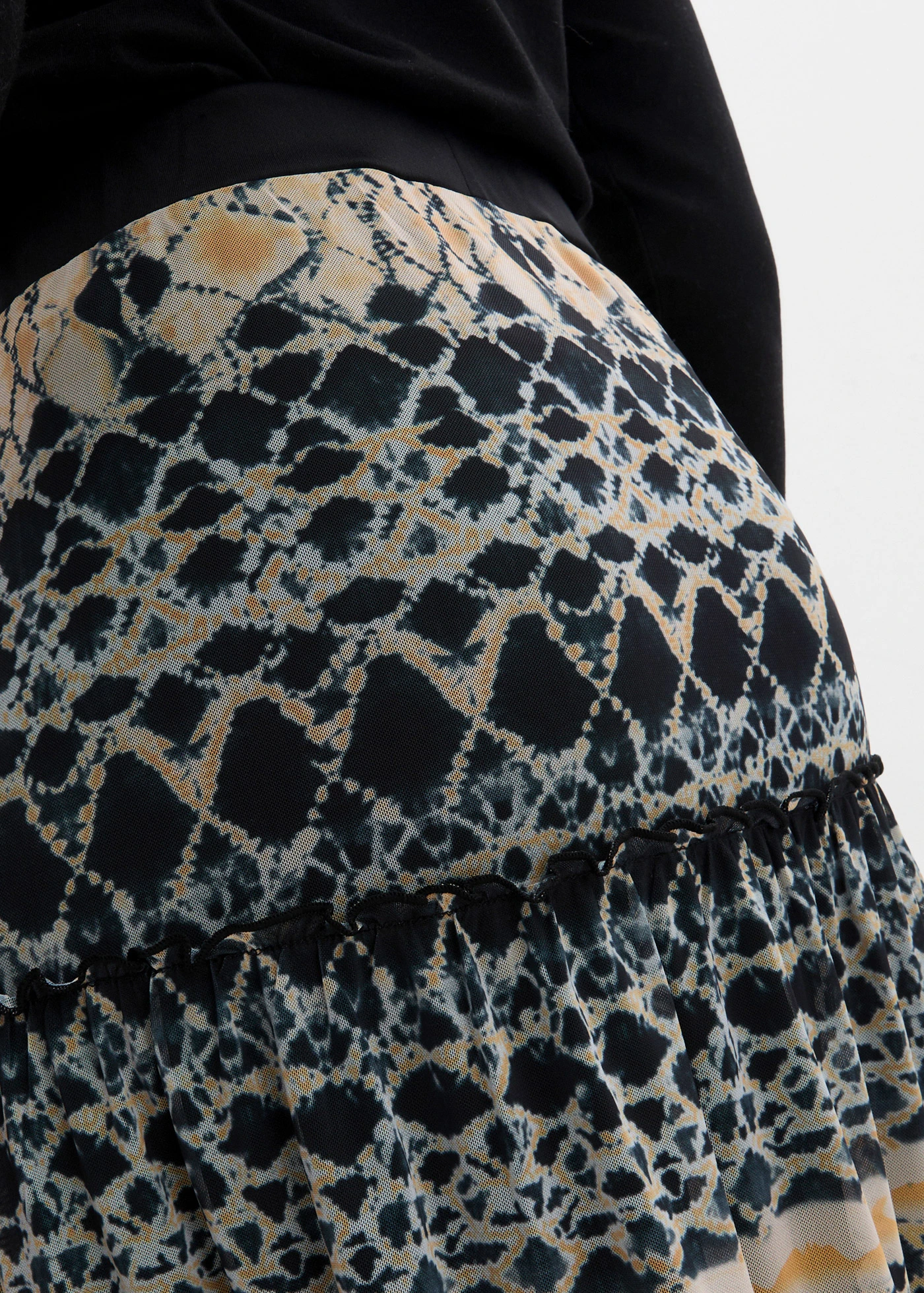 Síťová sukně • noční modrá/světle olivová/šedobéžová/medově hnědá • bonprix obchod