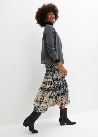 Síťová sukně • noční modrá/světle olivová/šedobéžová/medově hnědá • bonprix obchod