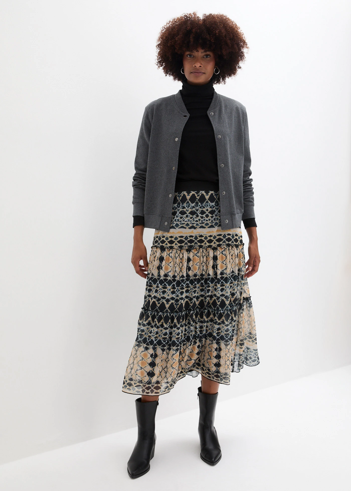 Síťová sukně • noční modrá/světle olivová/šedobéžová/medově hnědá • bonprix obchod