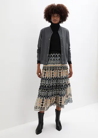 Síťová sukně • noční modrá/světle olivová/šedobéžová/medově hnědá • bonprix obchod