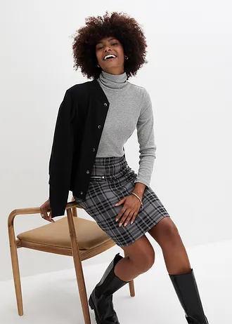 Žerzejová sukně • černo-světle šedá kostka • bonprix obchod