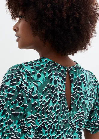 Sukienka shirtowa • niebieski mineralny - czarny leo • bonprix obchod