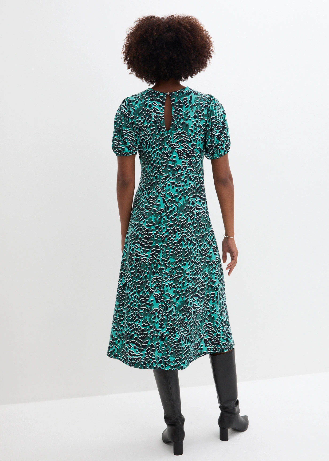 Sukienka shirtowa • niebieski mineralny - czarny leo • bonprix obchod