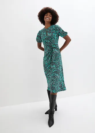 Sukienka shirtowa • niebieski mineralny - czarny leo • bonprix obchod