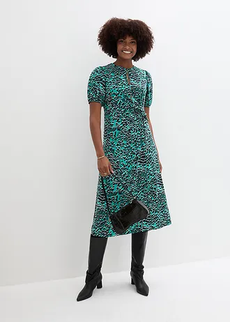 Sukienka shirtowa • niebieski mineralny - czarny leo • bonprix obchod