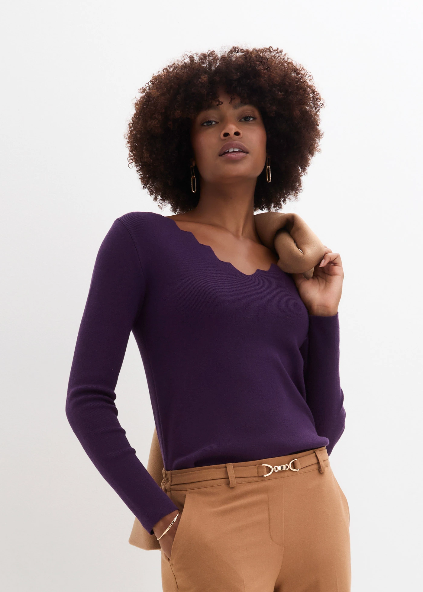 Pull en fine maille douce • violet foncé • Boutique bonprix