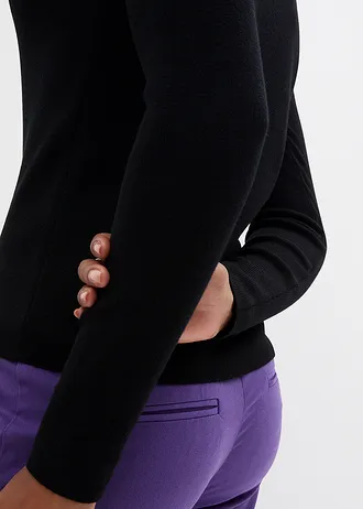 Pulover din tricotaj fin din amestec moale de viscoză • negru • magazin bonprix