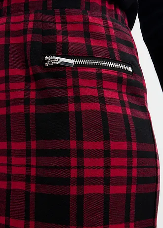 Žerzejová sukně • granátově červeno-černá  kostka • bonprix obchod