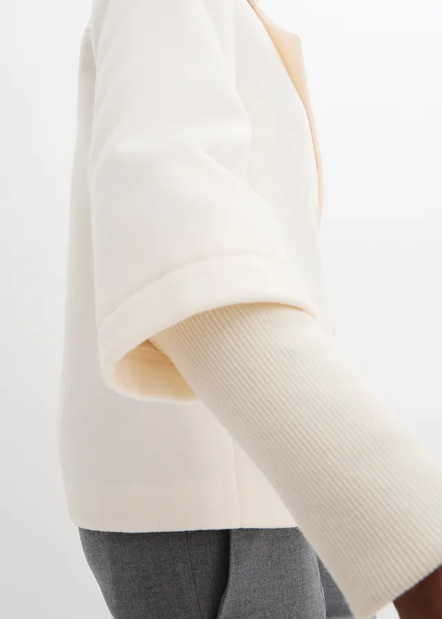 Peacoat met gebreide mouwen • natuurbeige • product-page.page-title-suffix