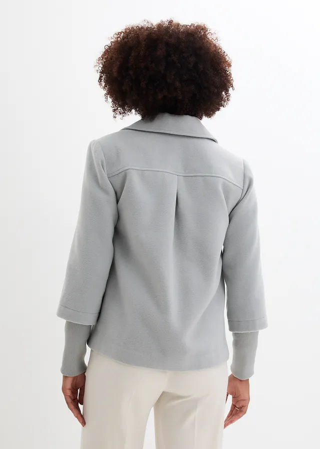 Peacoat met gebreide mouwen, Kleur: schaduwgrijs
